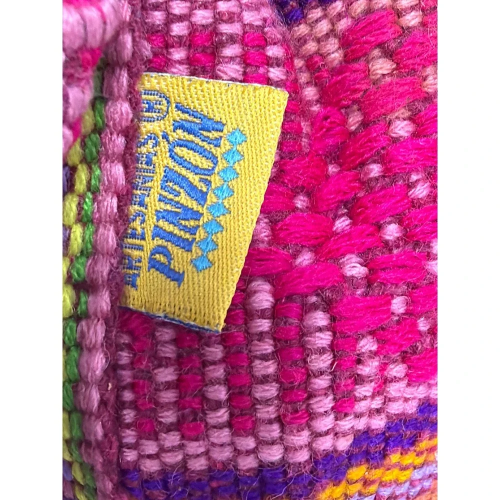 Artesanias Pinzon Woven Mexican Backpack Pink Multi Stripe Boho Rucksack Small